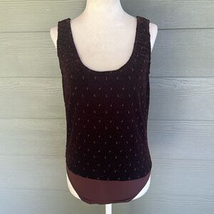 Casadei Velvet Sleeveless Bodysuit with Embroidered Detail